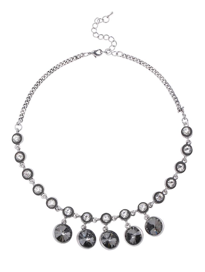 Romwe Round Gemstone Chain Necklace
