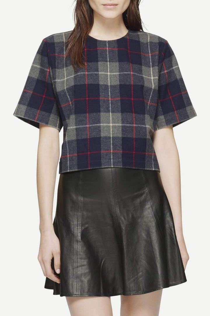 Rag & Bone - Crop Top - Charcoal Plaid - Xs