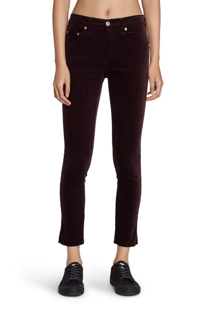 Rag & Bone - 10 Inch Capri With Slit - Wine Velvet - 23