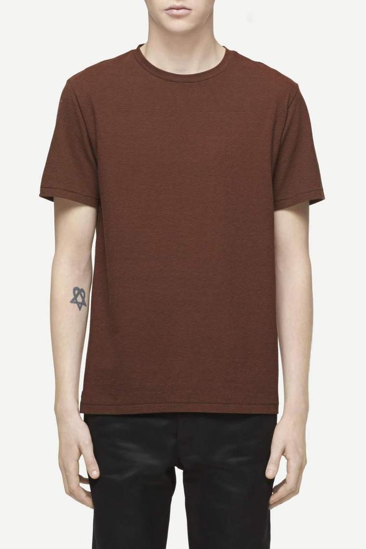 Rag & Bone - Micro Stripe Tee - Russet - Xs