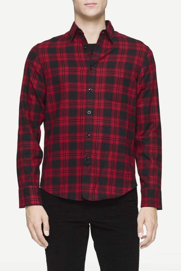 Rag & Bone - Three Quarter Placket Shirt - Red Check - Xs