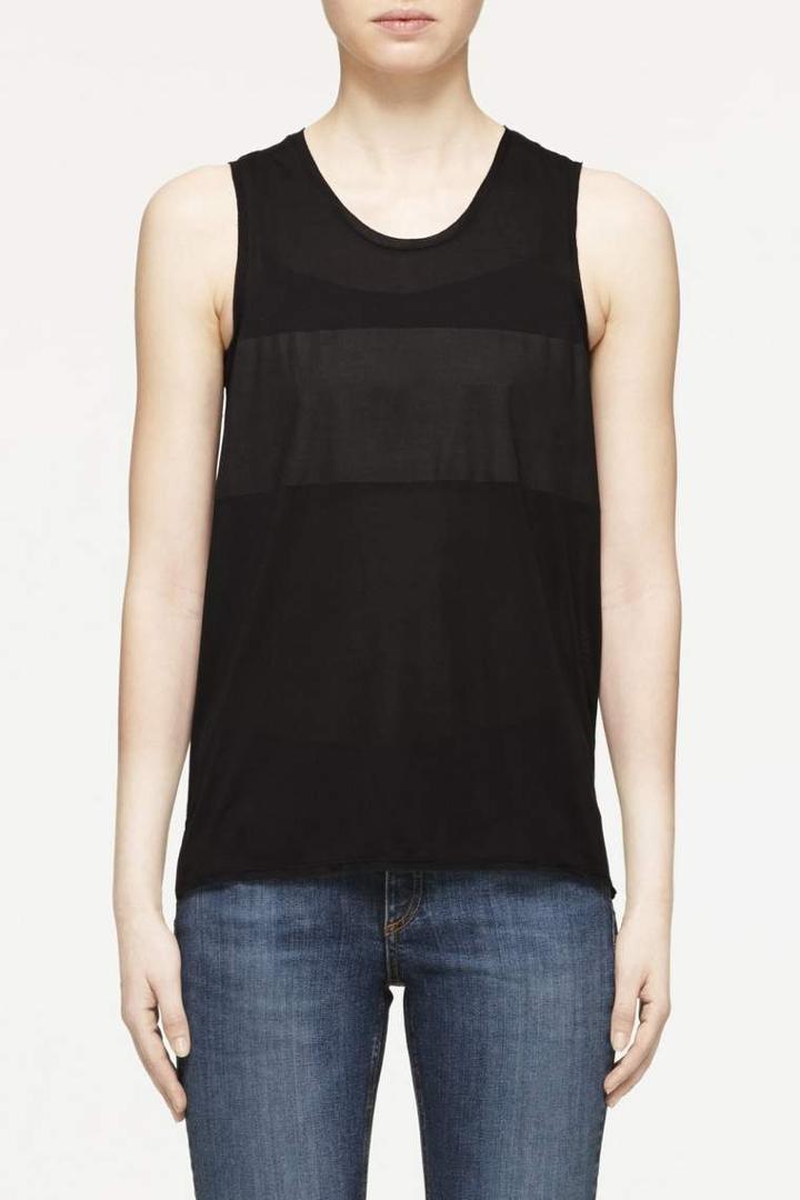 Rag & Bone - Hollins Tank With Stripe - Black - Xxs