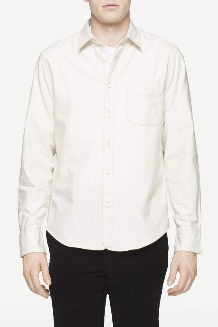 Rag & Bone - Three Quarter Placket Shirt - Ivory - Xs