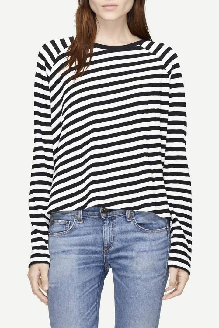 Rag & Bone - Camden Stripe Long Sleeve Tee - Black - Xxs