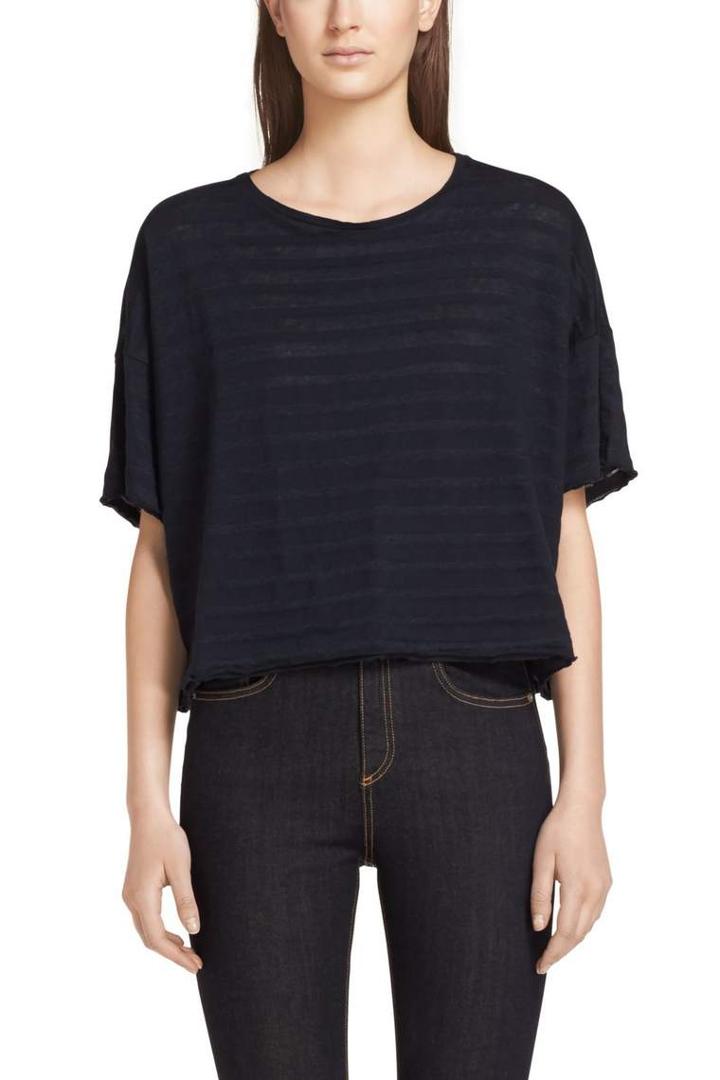 Rag & Bone - Shadow Stripe Boxy Tee - Black - Xxs