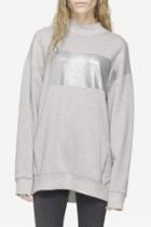 Rag & Bone - Bonded Graphic Mock Neck Top - Grey/ Black - Xxs