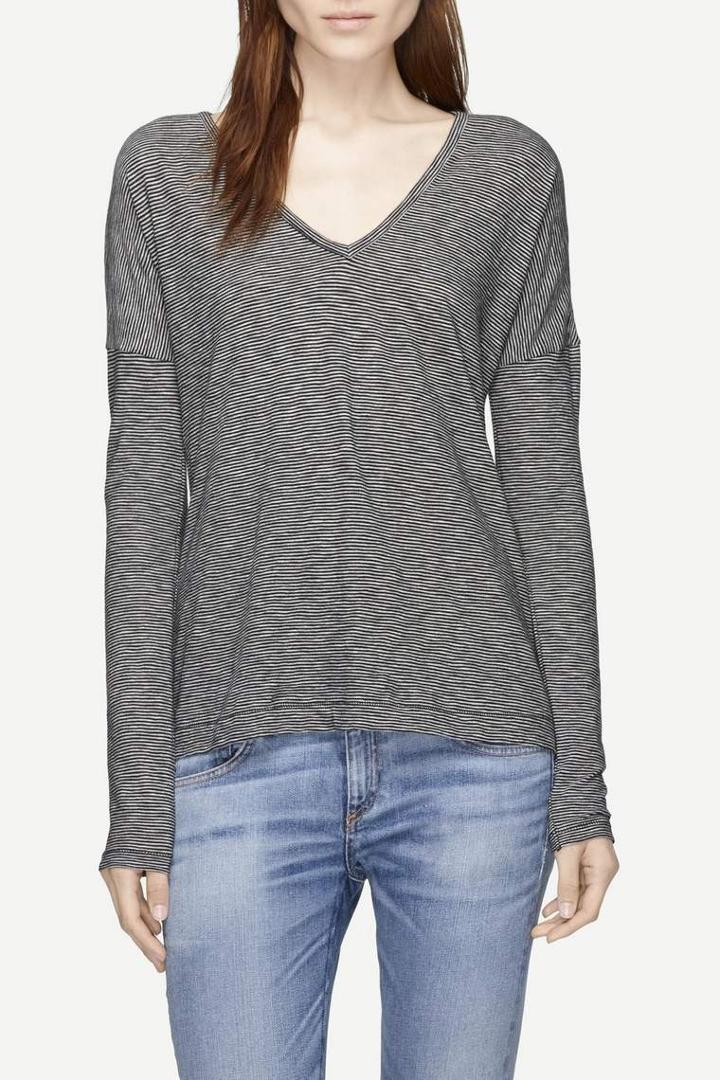 Rag & Bone - Theo Long-sleeve Tee - Black Stripe - Xxs