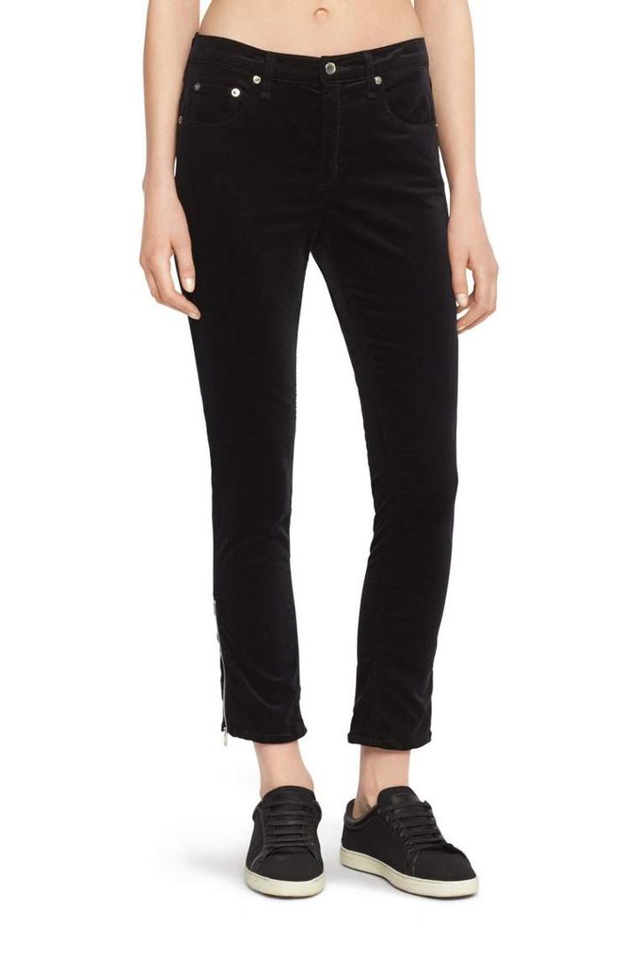 Rag & Bone - 10 Inch Zipper Capri Velvet - Black Velvet - 23