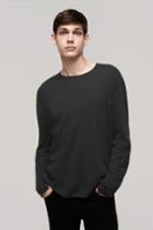 Rag & Bone - Raw Edge Long Sleeve Tee - Black - Xs