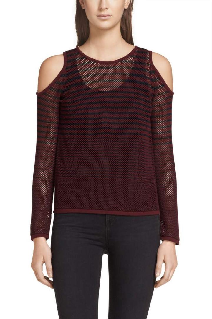 Rag & Bone - Brenna Striped Sweater - Black/ Plum - Xxs