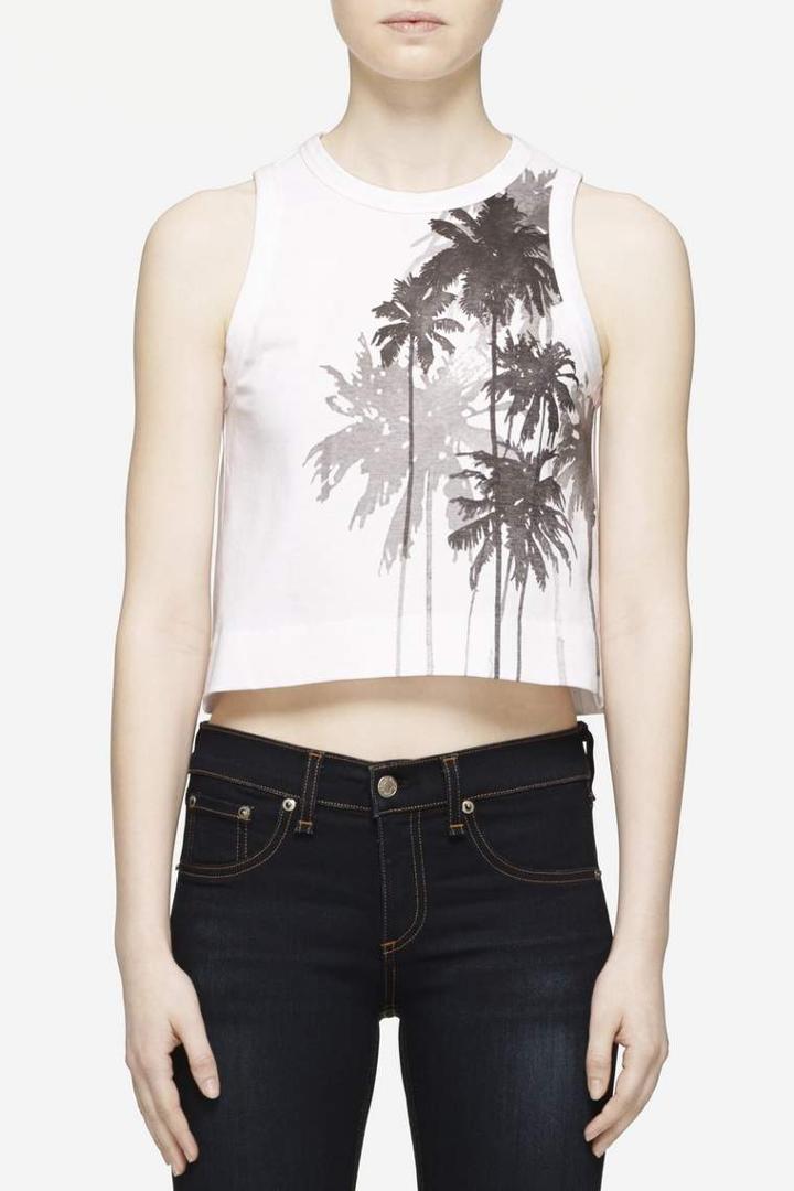Rag & Bone - Palm Placement Girl Printed Tank - Bright White - Xxs