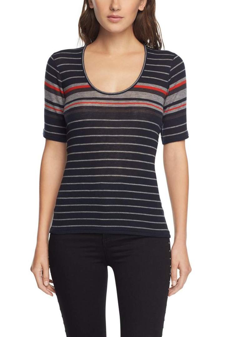 Rag & Bone - Fine Wool Rib Tee - Salute Stripe - Xxs
