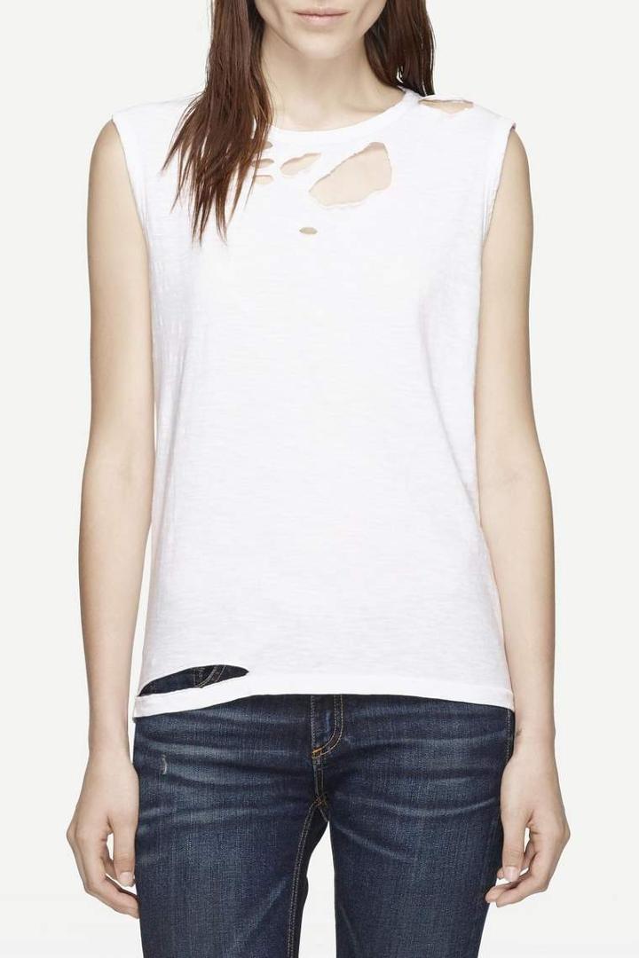 Rag & Bone - Distressed Muscle Tank - White - Xxs