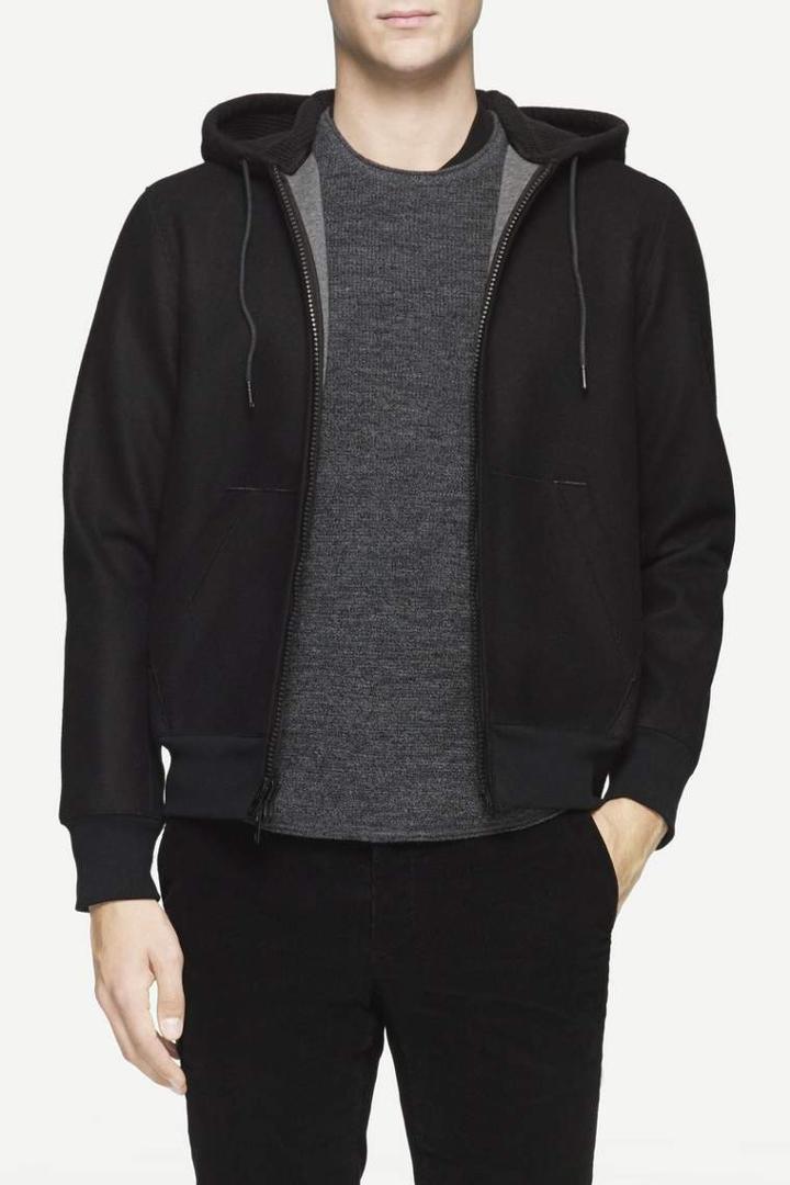 Rag & Bone - Melton Hoody - Black/ Grey - Xs