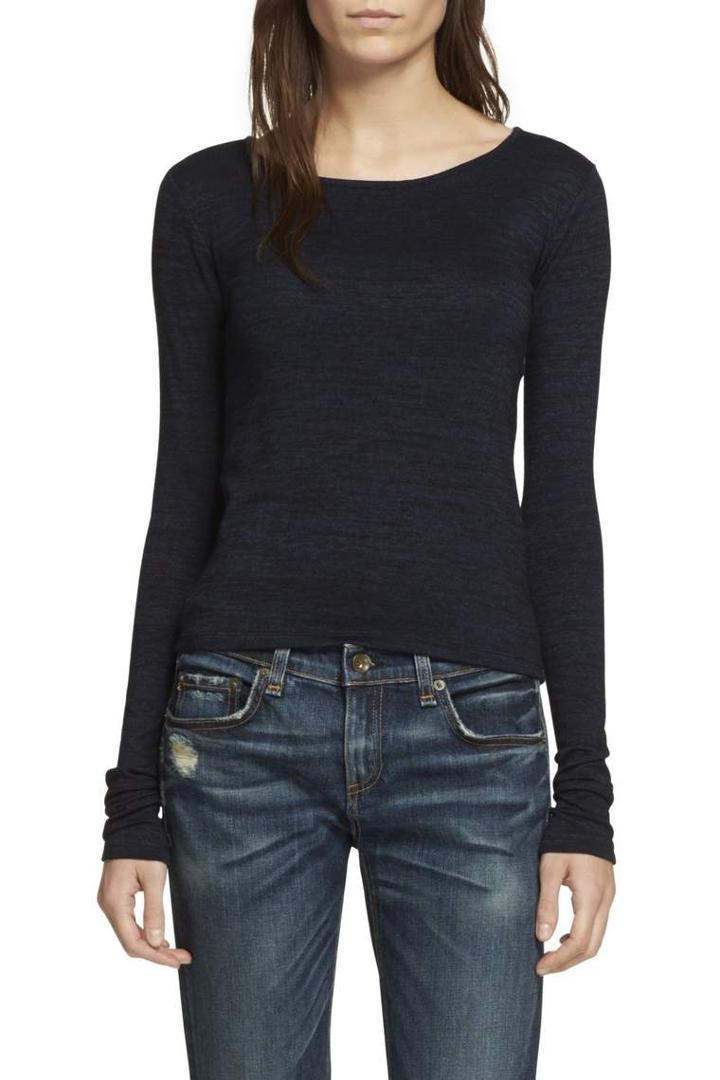 Rag & Bone - Twist Long Sleeve Tee - Navy/ Black - Xxs
