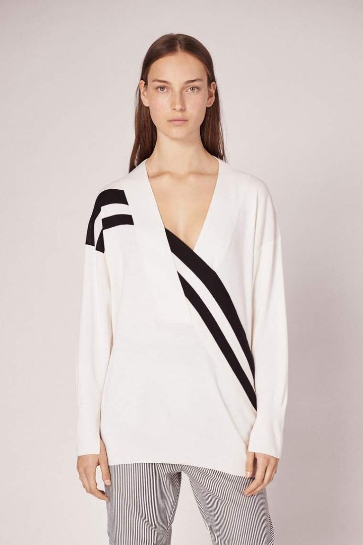 Rag & Bone - Grace V-neck - White/black - Xxs