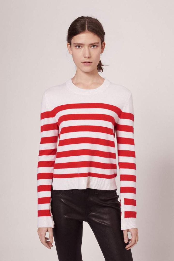 Rag & Bone - Lillian Cashmere Crew - Ivory/red - Xxs
