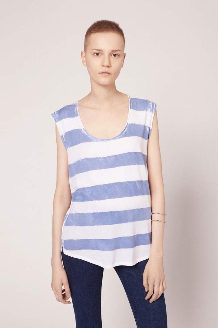 Rag & Bone - Washed Stripe Tank - Fog/white - Xxs
