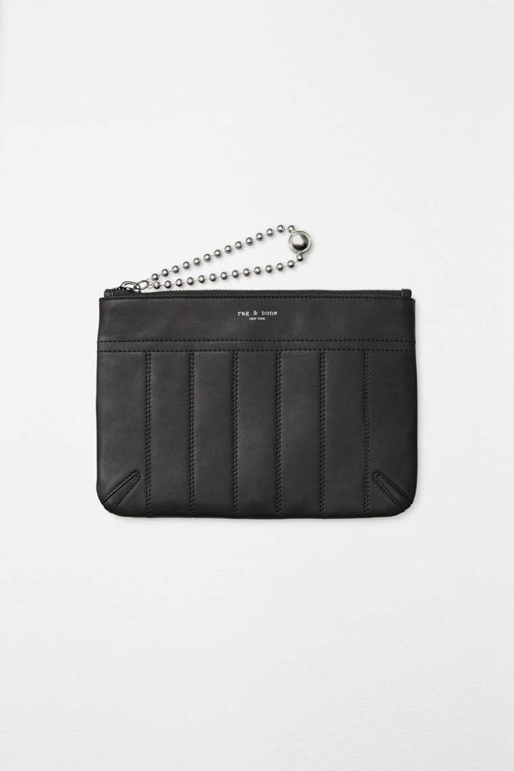 Rag & Bone - Flat Zip Pouch - Quilted Black - One Size
