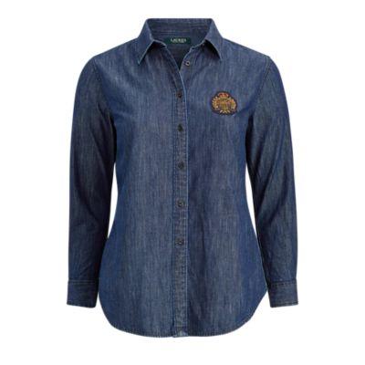 Ralph Lauren Crest-patch Denim Shirt Sapphire Wash
