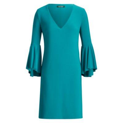 Ralph Lauren Flounce-sleeve Jersey Dress Ocean Emerald