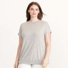 Ralph Lauren Lauren Woman Silk-blend Cap-sleeve Sweater Platinum Heather