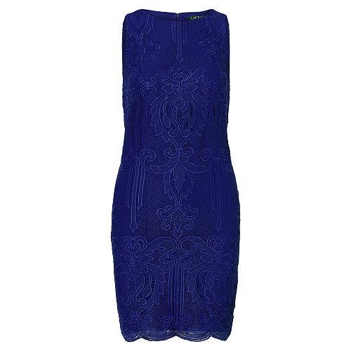 Ralph Lauren Lauren Lace Sleeveless Dress Cannes Blue