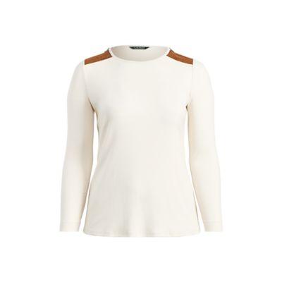 Ralph Lauren Zip-shoulder Crewneck Top Natural