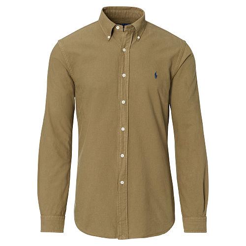 Polo Ralph Lauren Slim Garment-dyed Cotton Shirt Olive