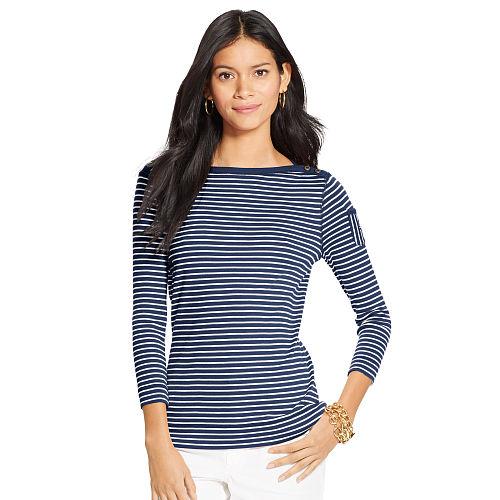 Ralph Lauren Lauren Striped Boatneck Tee Patterned Blue