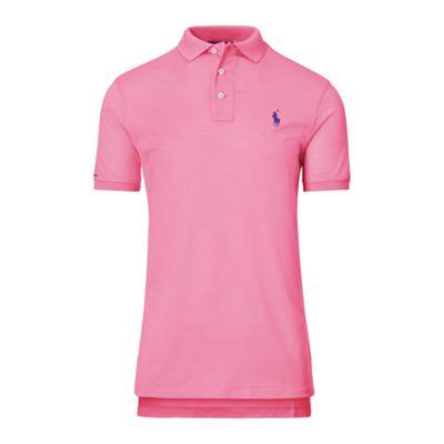 Ralph Lauren Custom Fit Piqu Polo Shirt Classic Bright Pink