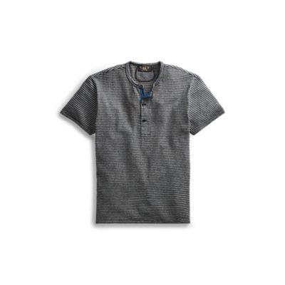 Ralph Lauren Indigo Striped Cotton Henley Blue Indigo Stripe