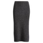 Ralph Lauren Ribbed Wool-blend Midi Skirt Black/grey Marl