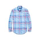 Ralph Lauren Classic Fit Plaid Oxford Shirt Sky Blue/coral Multi