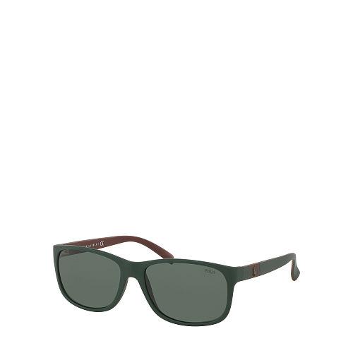 Polo Ralph Lauren Polo Striped Square Sunglasses Matte Polo Green