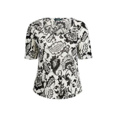 Ralph Lauren Paisley-print Scoopneck Tee Black/pearl