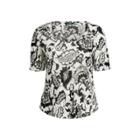 Ralph Lauren Paisley-print Scoopneck Tee Black/pearl