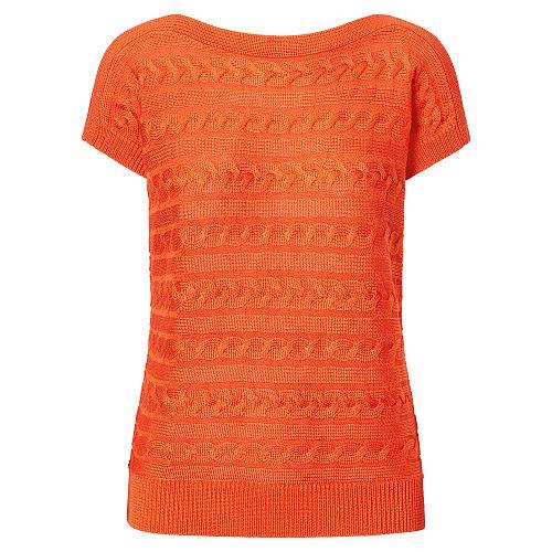 Ralph Lauren Lauren Cable Short-sleeve Sweater Sunset Orange