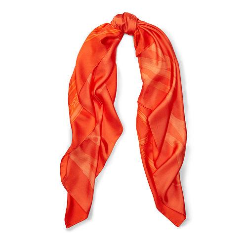 Ralph Lauren Lauren Miruna Silk Scarf Sunset Orange