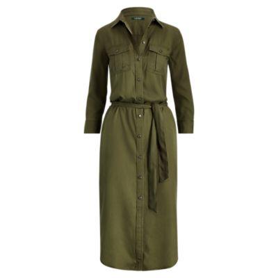 Ralph Lauren Twill Utility Shirtdress Admiral Green