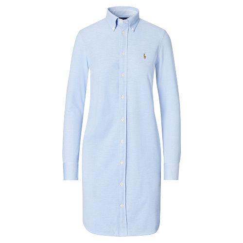 Polo Ralph Lauren Knit Oxford Shirtdress Harbor Island Blue