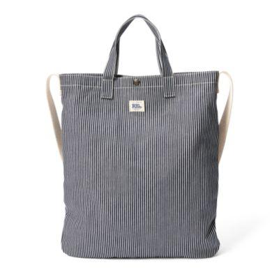 Ralph Lauren Hickory Striped Market Tote Indigo Greige