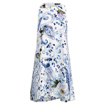 Ralph Lauren Paisley Crepe A-line Dress Cc/blu/mlt 2p