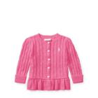 Ralph Lauren Cable Cotton Peplum Cardigan Hammond Pink 3m