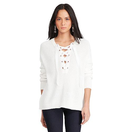 Polo Ralph Lauren Cotton Lace-up Sweater White