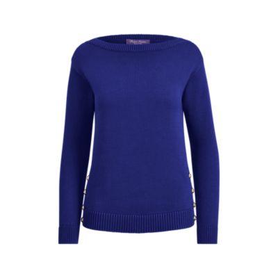 Ralph Lauren Cotton Boatneck Sweater Royal Blue