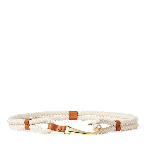 Ralph Lauren Lauren Fish Hook Rope Skinny Belt Natural