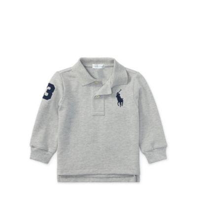 Ralph Lauren Cotton Mesh Long-sleeve Polo Andover Heather 6m