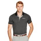 Ralph Lauren Rlx Golf Custom-fit Jacquard Polo Shirt Black/silver Window Pane