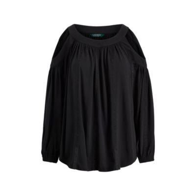 Ralph Lauren Jersey Cold-shoulder Top Polo Black